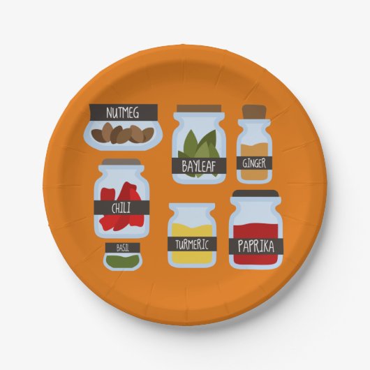 スパイスカラフルジャー料理スタイル ペーパープレート (正面)