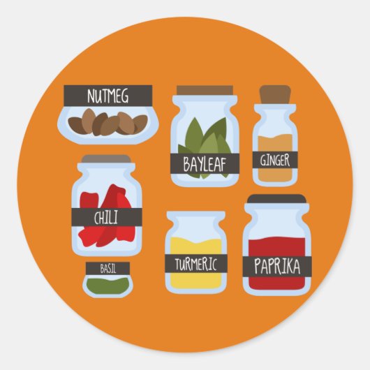 スパイスカラフルジャー料理スタイル ラウンドシール (正面)
