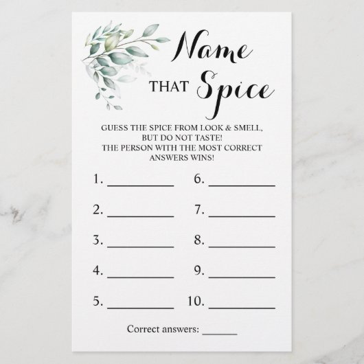 スパイスグリーンリーeucalyptusゲームカード チラシ (正面)