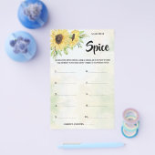 スパイスサンフラワーズブライダルシャワーゲームカード チラシ (シングル)