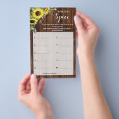 スパイスサンフラワーズブライダルシャワーゲームカード チラシ (ハンドル)