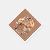 スパイスシダーオレンジ金ゴールドブルーバードケージ スタンダードカクテルナプキン (角)