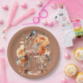 スパイスシダーオレンジ金ゴールドブルーバードケージ ペーパープレート (パーティー)