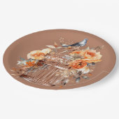 スパイスシダーオレンジ金ゴールドブルーバードケージ ペーパープレート (アングル)