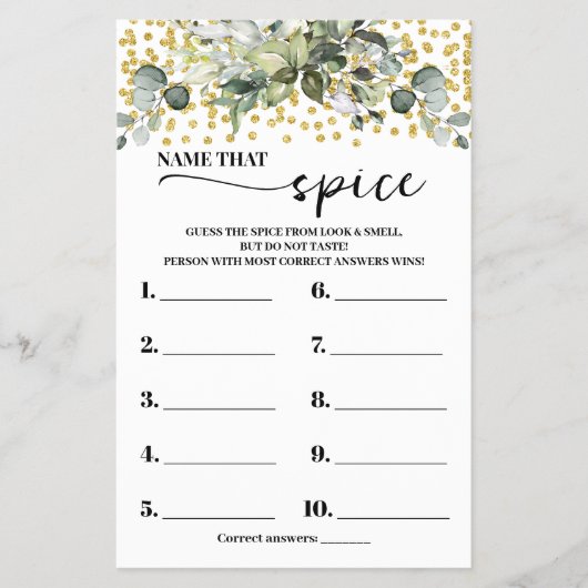 スパイスシャワーゲームカードのユーカリ金ゴールド名 チラシ (正面)