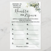 スパイスバイリンガルシャワーゲームのユーカリの名前 (裏面)