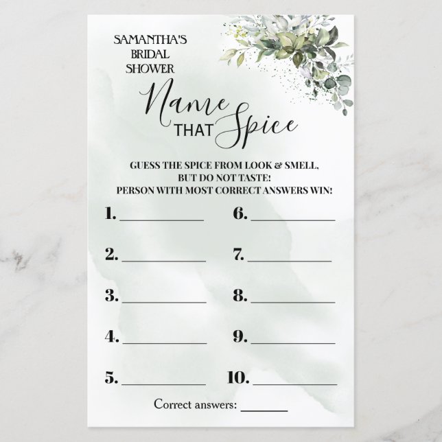 スパイスバイリンガルシャワーゲームのユーカリの名前 (正面)