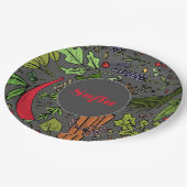 スパイスパターン名前をカスタムするグレー紙プレート ペーパープレート (アングル)