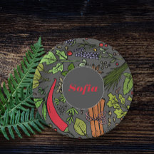 スパイスパターン名前をカスタムするグレー紙プレート