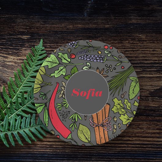 スパイスパターン名前をカスタムするグレー紙プレート ペーパープレート