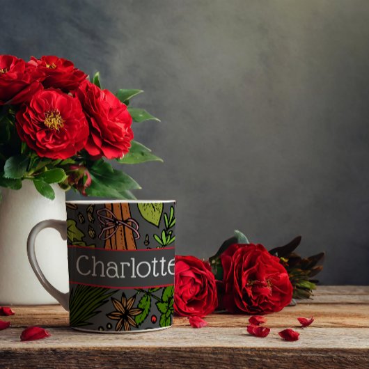 スパイスパターン名前をカスタムするグレー コーヒーマグカップ