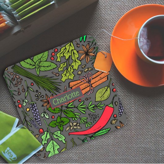 スパイスパターン名前をカスタムするグレー スクエアペーパーコースター