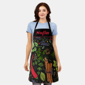 スパイスパターン名前をカスタムするブラック エプロン (着用した状態)