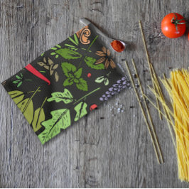 スパイスパターン名前をカスタムするブラック キッチンタオル