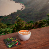 スパイスパターン名前をカスタムするブラック スクエアペーパーコースター