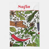 スパイスパターン名前をカスタムする白 キッチンタオル (縦)