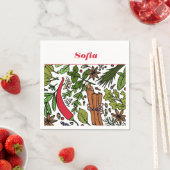 スパイスパターン名前をカスタムする白 スタンダードカクテルナプキン (インサイチュ)