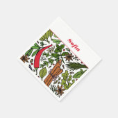 スパイスパターン名前をカスタムする白 スタンダードカクテルナプキン (角)