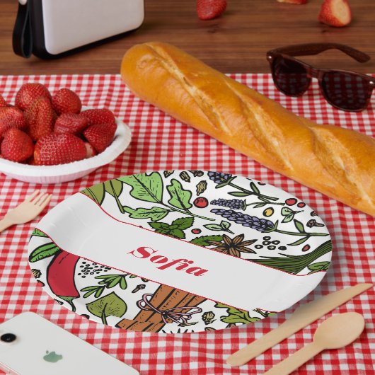 スパイスパターン名前をカスタムする白 ペーパープレート (ピクニック)