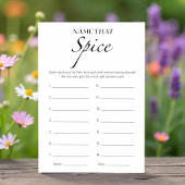 スパイスブライダルシャワーミニマリストゲームカードを推測 招待状