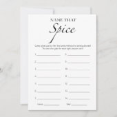 スパイスブライダルシャワーミニマリストゲームカードを推測 招待状 (正面)