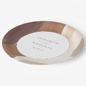 スパイスモダンテラコッタ |モノグラム結婚ズ ペーパープレート (アングル)