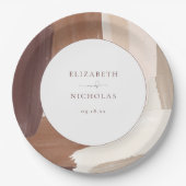 スパイスモダンテラコッタ |モノグラム結婚ズ ペーパープレート (正面)