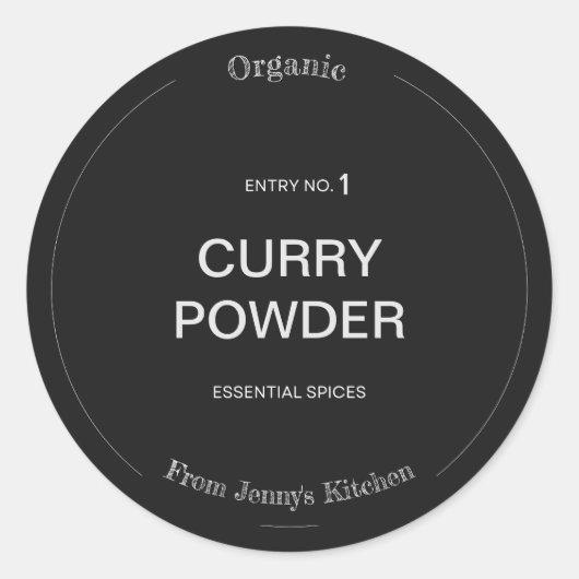 スパイスラベルカスタマイズの名前とスパイス ラウンドシール (正面)