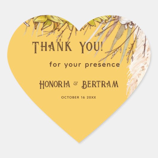 スパイス素朴マスタードひまわりブライダル ハートシール (正面)