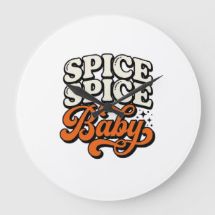スパイス スパイス ベイビー ヴィンテージ レトロ タイポグラフィー Tシャツ デザイン ラージ壁時計