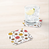 スパイス・ドードル付きクリスマスレッド・マルチ・ワイン ペーパーコースター (インサイチュ)