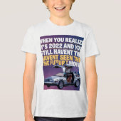 "スパイダおもしろいー恐怖引用文-ヴィンテージタイポグラフィポスト トライブレンドTシャツ (正面)