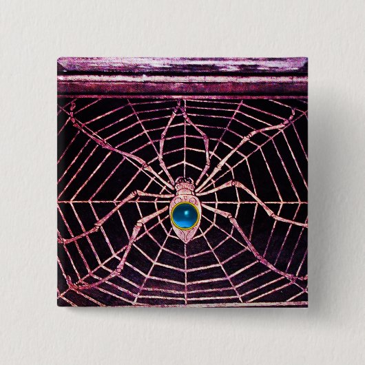 スパイダーおよびくもの巣ブルーサファイアブラック 缶バッジ (正面)