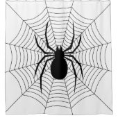 スパイダーくもの巣の黒と白のハロウィンパターン シャワーカーテン (正面)