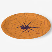 スパイダーとくもの巣オンオレンジパーティー ペーパープレート (アングル)