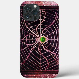 スパイダーとくもの巣グリーンエメラルドジェムブラック iPhone 13 PRO MAXケース
