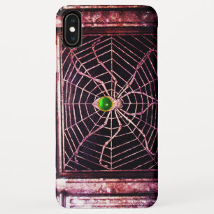 スパイダーとくもの巣グリーンエメラルドブラック iPhone XS MAXケース