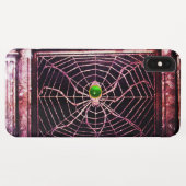 スパイダーとくもの巣グリーンエメラルドブラック Case-Mate iPhoneケース (裏面(横))