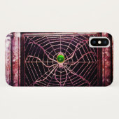スパイダーとくもの巣グリーンエメラルドブラック Case-Mate iPhoneケース (裏面(横))