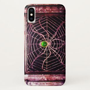 スパイダーとくもの巣グリーンエメラルドブラック iPhone X ケース