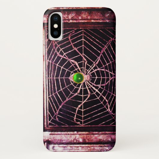 スパイダーとくもの巣グリーンエメラルドブラック Case-Mate iPhoneケース (裏面)
