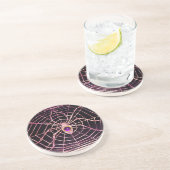 スパイダーとくもの巣パープルアメジストブラック コースター (側面)