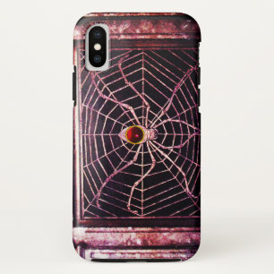 スパイダーとくもの巣レッドルビーブラック iPhone XSケース