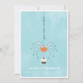 スパイダーとカップケーキの誕生日パーティーへの招待 招待状 (正面)