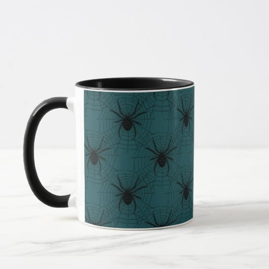 スパイダーとクモの巣 ダークグリーン ハロウィン マグカップ (左)
