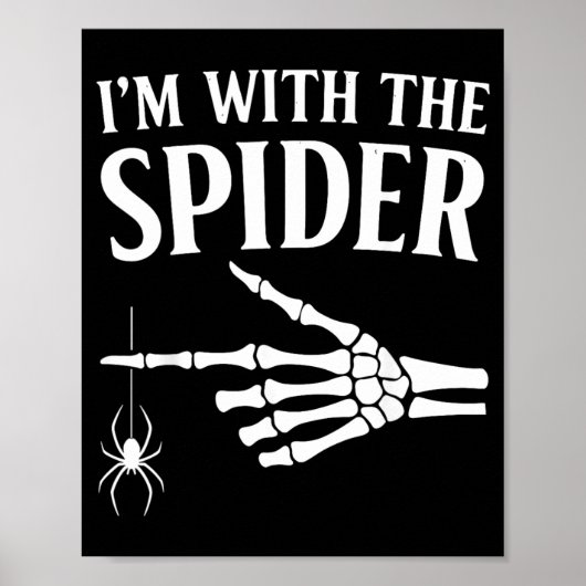 スパイダーと一緒のシャツ 楽しいハロウィーンのスケルトン ポスター (正面)