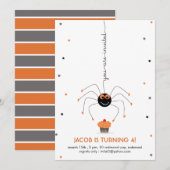 スパイダーと星とカップケーキの白い誕生日パーティー 招待状 (正面/裏面)