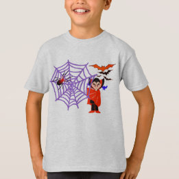 スパイダーウェブおもしろいキッズハロウィンドラキュラ Tシャツ