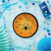 スパイダーウェブこうもりオレンジブラックキッズハローウィンパーティ ペーパープレート (パーティー)