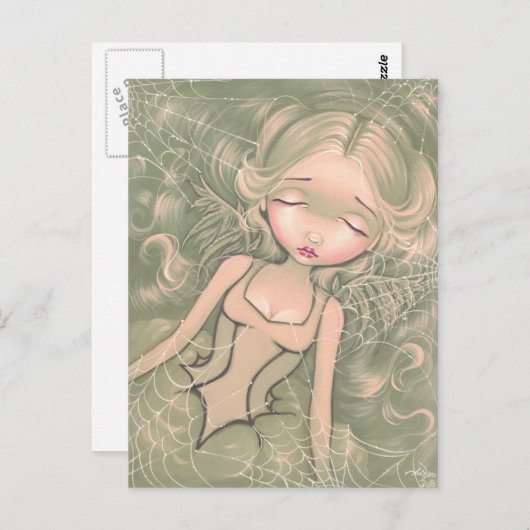 「スパイダーウェブで寝る」はがき ポストカード (正面/裏面)